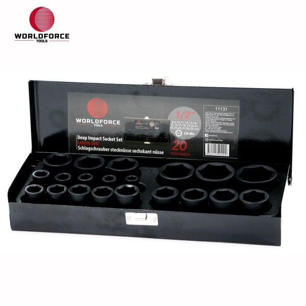 Lokma Seti 20 parça 1/2\'\' 6 Köşe (8- 24, 27, 30, 32mm) Metal Kutu