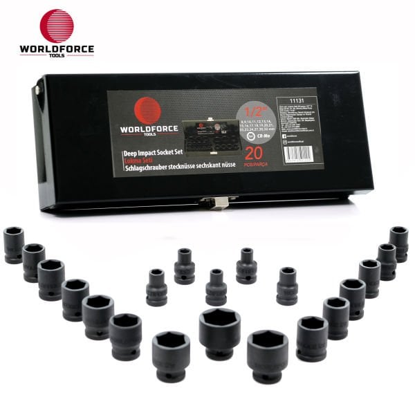 Lokma Seti 20 parça 1/2\'\' 6 Köşe (8- 24, 27, 30, 32mm) Metal Kutu