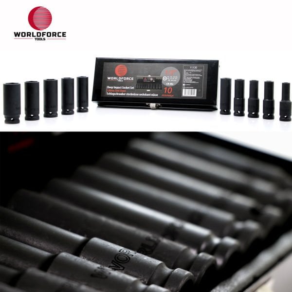 Lokma Seti Uzun 10 parça 1/2'' 6 Köşe (10,12- 15, 17, 19, 21, 22, 24mm) Metal Kutu