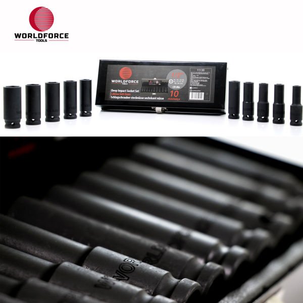Lokma Seti Uzun 10 parça 1/2\'\' 6 Köşe (10,12- 15, 17, 19, 21, 22, 24mm) Metal Kutu