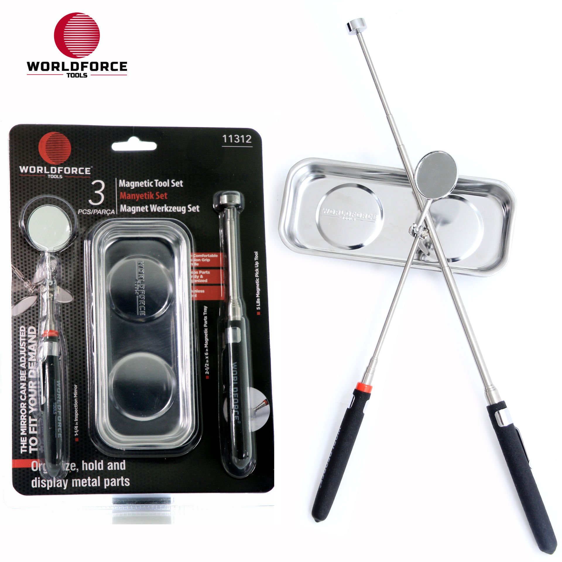 Manyetik Set 3\'lü (Tepsi + Çubuk + Ayna)