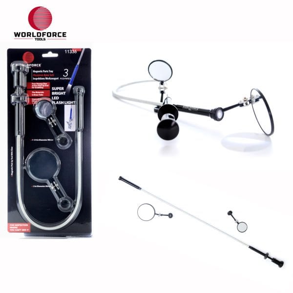 Muayene Ayna Seti 3\'lü (2x Ayna + LED Kancalı Çubuk)