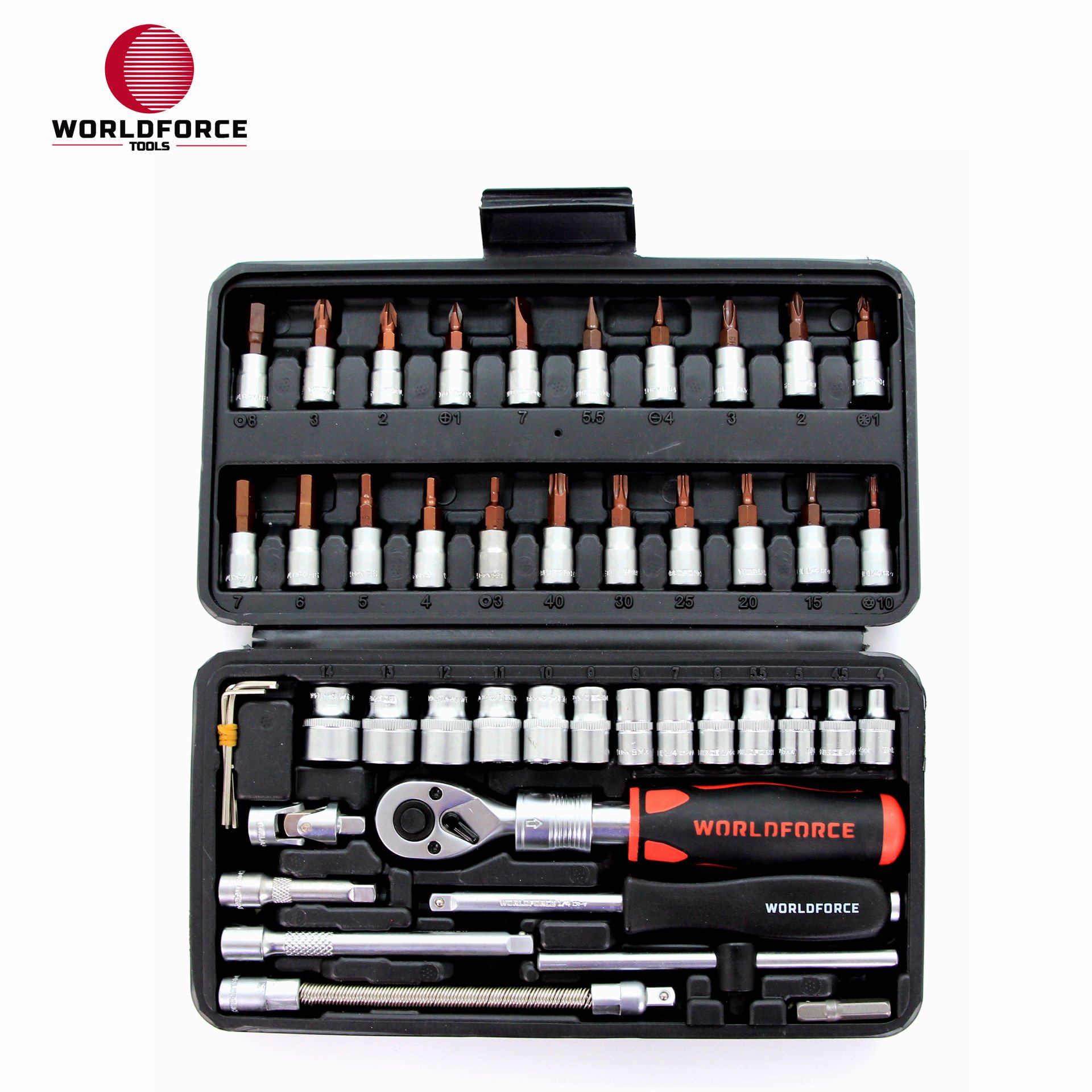 WORLDFORCE | Lokma Takımı 46 Parça S-Ultra 1/4'' Uzatmalı Cırcır