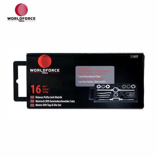 WORLDFORCE | Kılavuz Pafta Seti Metrik 16 Parça
