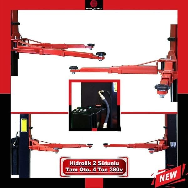 Hidrolik Lift İki Sütunlu 4 Ton 380V Tam Otomatik Üstten Bağlantılı