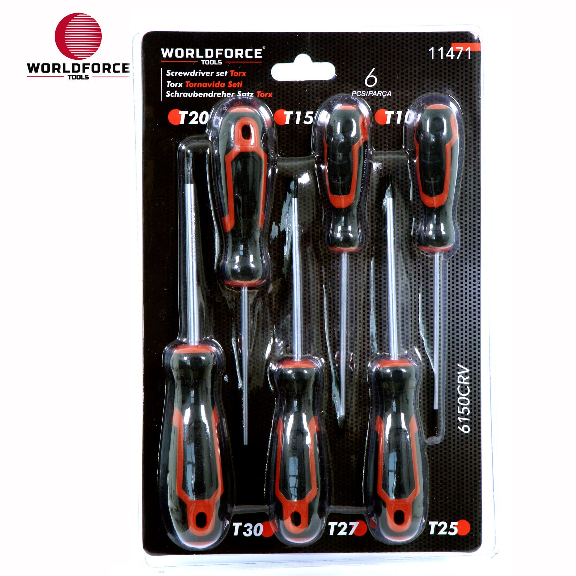 WORLDFORCE | Torx Tornavida Seti 6 Parça 6150CRV (T10,T15,T20,T25