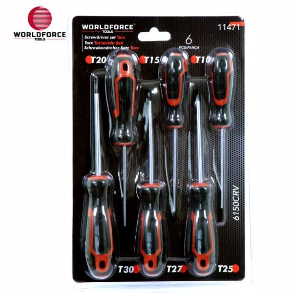 WORLDFORCE | Torx Tornavida Seti 6 Parça 6150CRV (T10,T15,T20,T25