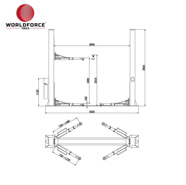 Hidrolik Lift İki Sütunlu 4 Ton 380V Tam Otomatik (3 Kol)