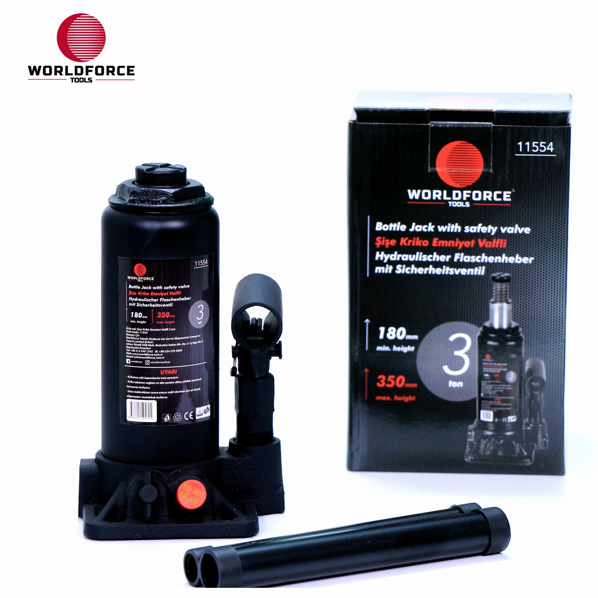 Hidrolik Şişe Kriko 3 Ton 180-350mm