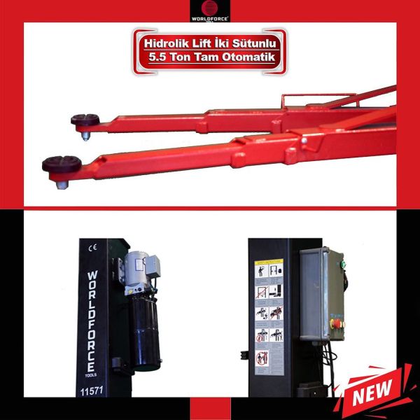 Hidrolik Lift İki Sütunlu 5.5 Ton 380/220V Tam Otomatik