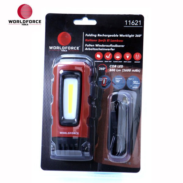 Katlanır Şarjlı El Lambası COB Ledli 800 Lm (2600 mAh)