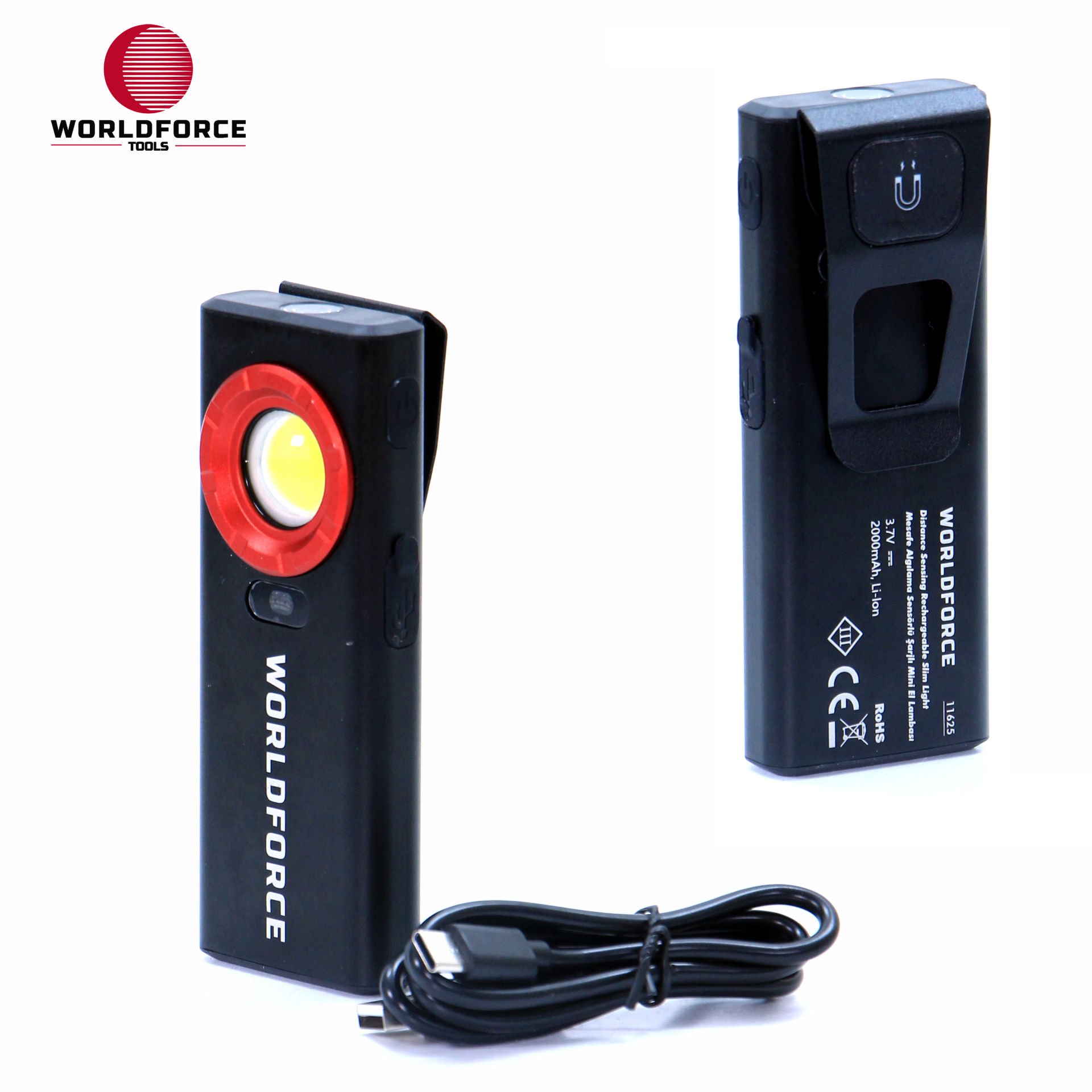 WORLDFORCE | Mesafe Algılama Sensörlü Şarjlı Mini El Lambası COB+