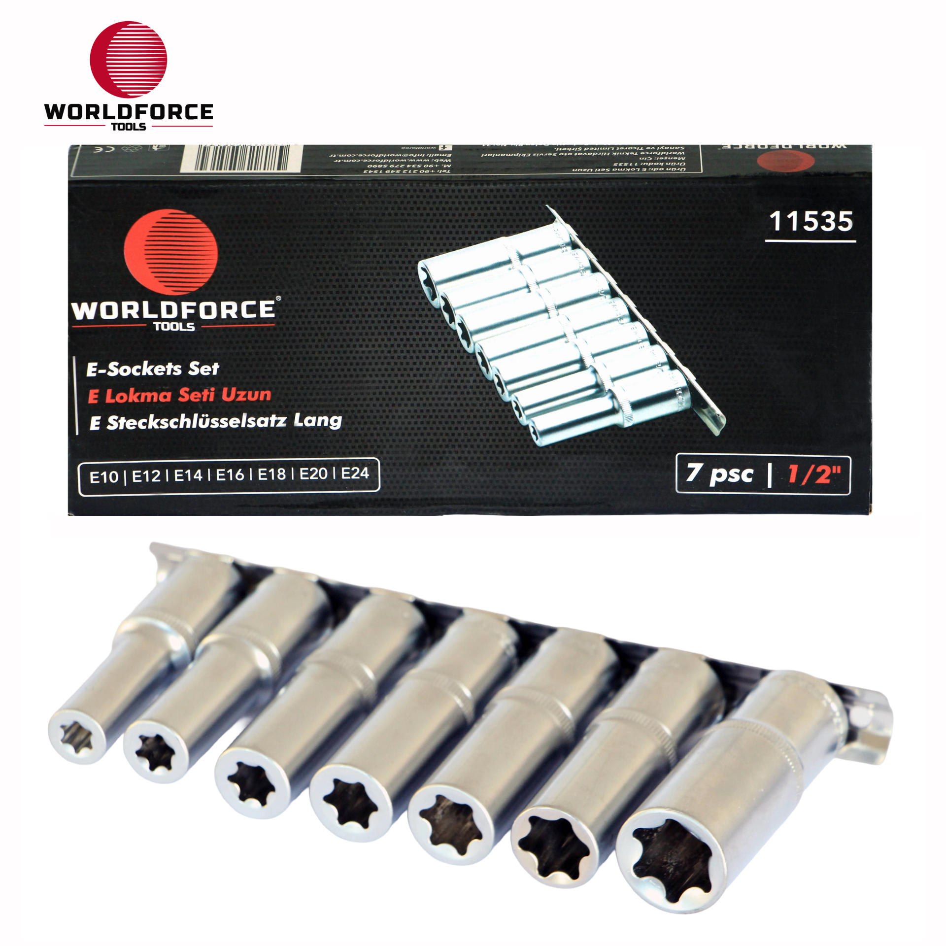 E Lokma Seti Uzun 7 Parça 1/2'' (E10,E12,E14,E16,E18,E20,E24mm)