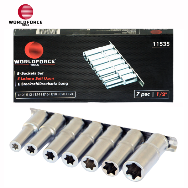 E Lokma Seti Uzun 7 Parça 1/2'' (E10,E12,E14,E16,E18,E20,E24mm)