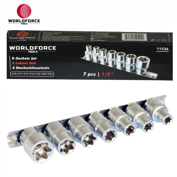 E Lokma Seti 7 Parça 1/2'' (E10,E12,E14,E16,E18,E20,E24mm)