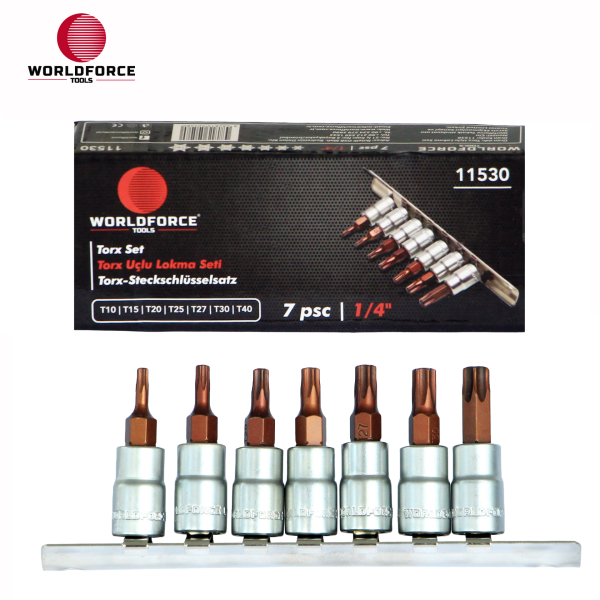 Torx Uçlu Lokma Seti 7 Parça 1/4'' (T10,T15,T20,T25,T27,T30,T40)