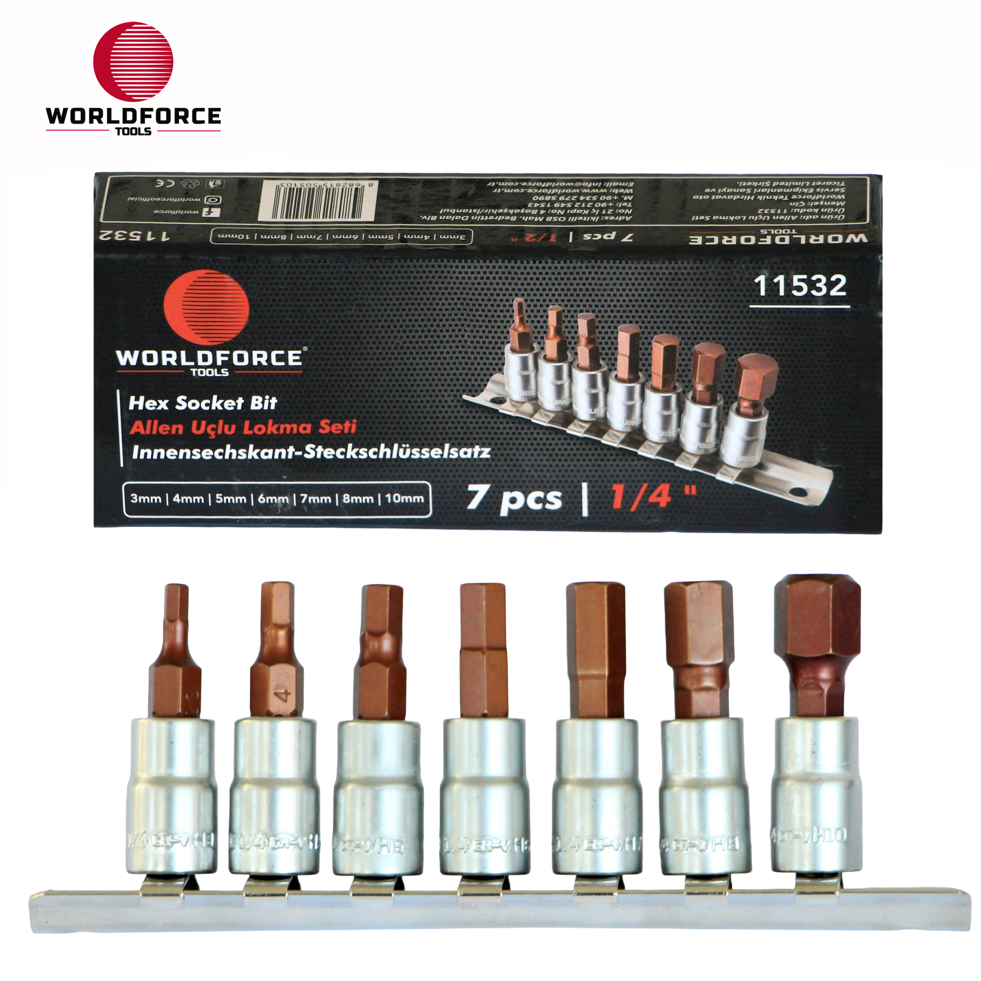 Allen Uçlu Lokma Seti 7 Parça 1/4'' (3,4,5,6,7,8,10mm)