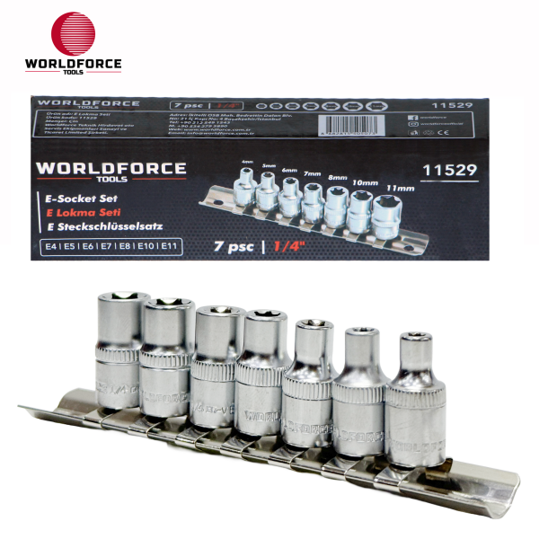 E Lokma Seti 7 Parça 1/4'' (E4,E5,E6,E7,E8,E10,E11mm)